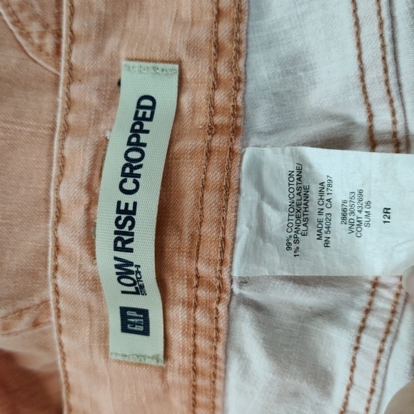 Gap Low Rise Stretch Denim Crops, Light Orange, Size 12 - Picture 12 of 12